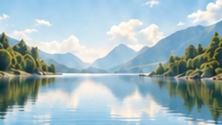 Paisaje de agua y montaña en calma